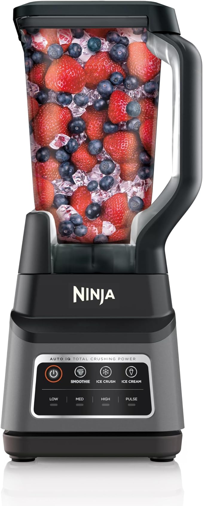 A Ninja - Licuadora BN701 Professional Plus, 1400 vatios máximos, 3 funciones para batidos, bebidas congeladas y helados con Auto IQ, jarra y tapa de trituración total de 72 onzas*, gris oscuro.