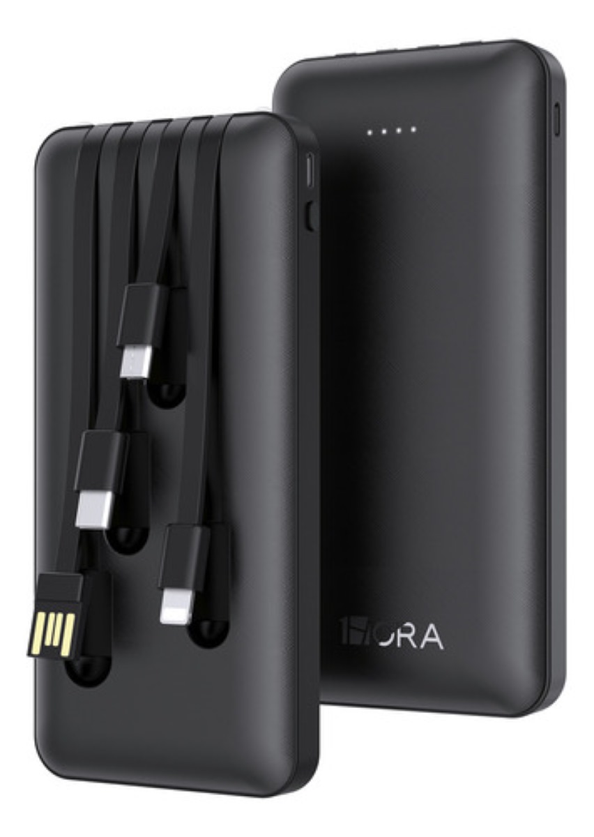 Power Bank 1hora 10000mah Carga 2.1A Bateria Portátil con 4 Cables Micro USB / V8 IP Tipo C GAR148 1hora
