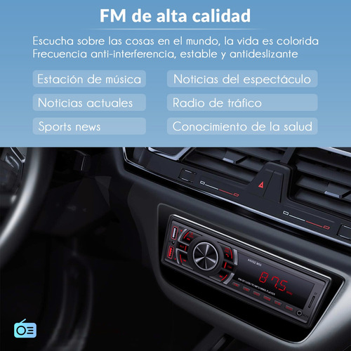 Radio Para Coche Bluetooth ESSGOO 1 DIN - USB, FM, MP3, Entrada Auxiliar, Manos Libres, Compatible Universal