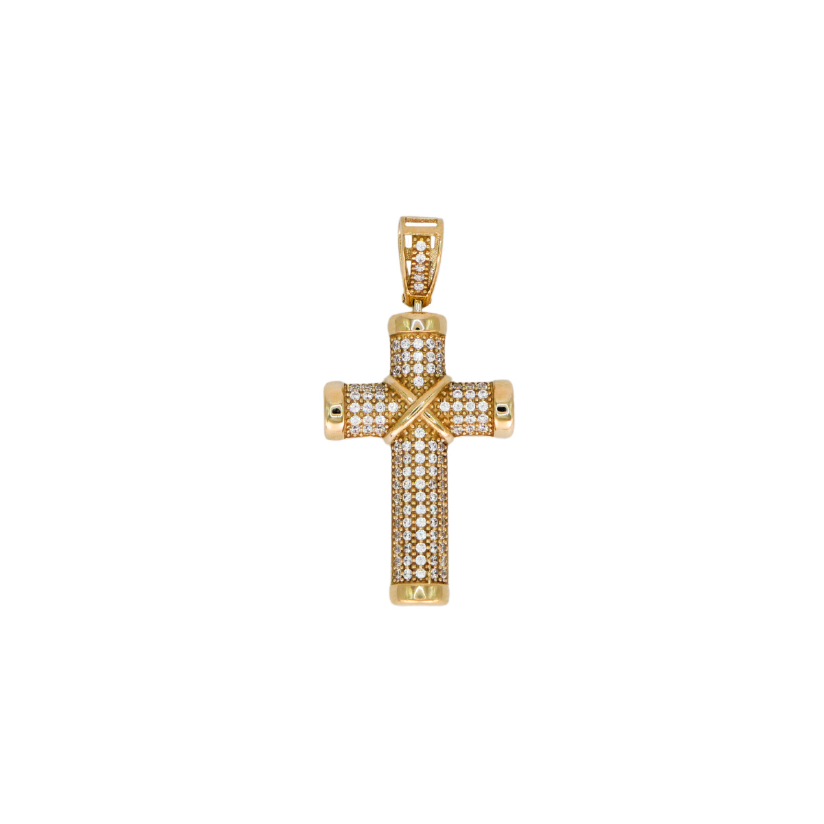 Dije cruz de oro amarillo 10k piedra zirconia.