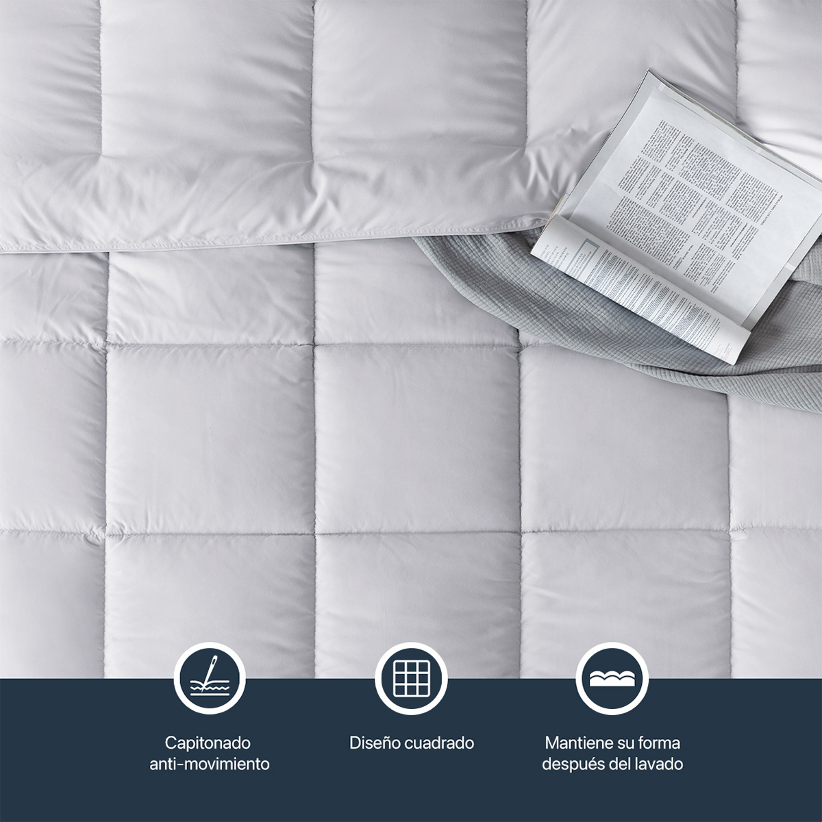 Edredón Acolchado Duvet Matrimonial Hipoalergénico Blanco ESQUIMAL.