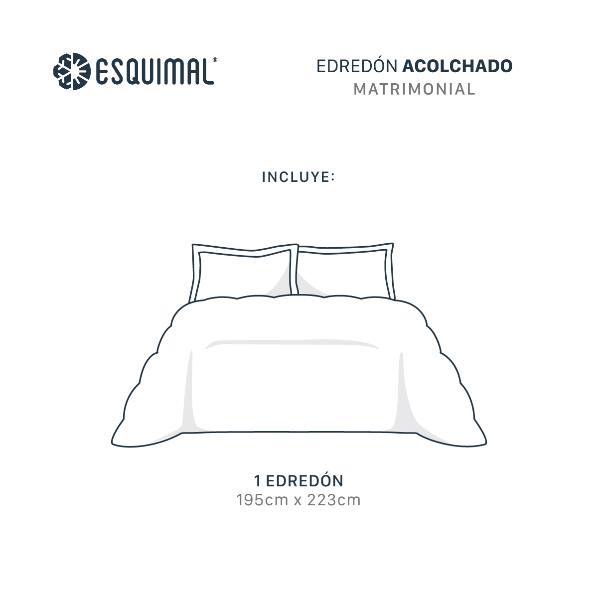 Edredón Acolchado Duvet Matrimonial Hipoalergénico Blanco ESQUIMAL.