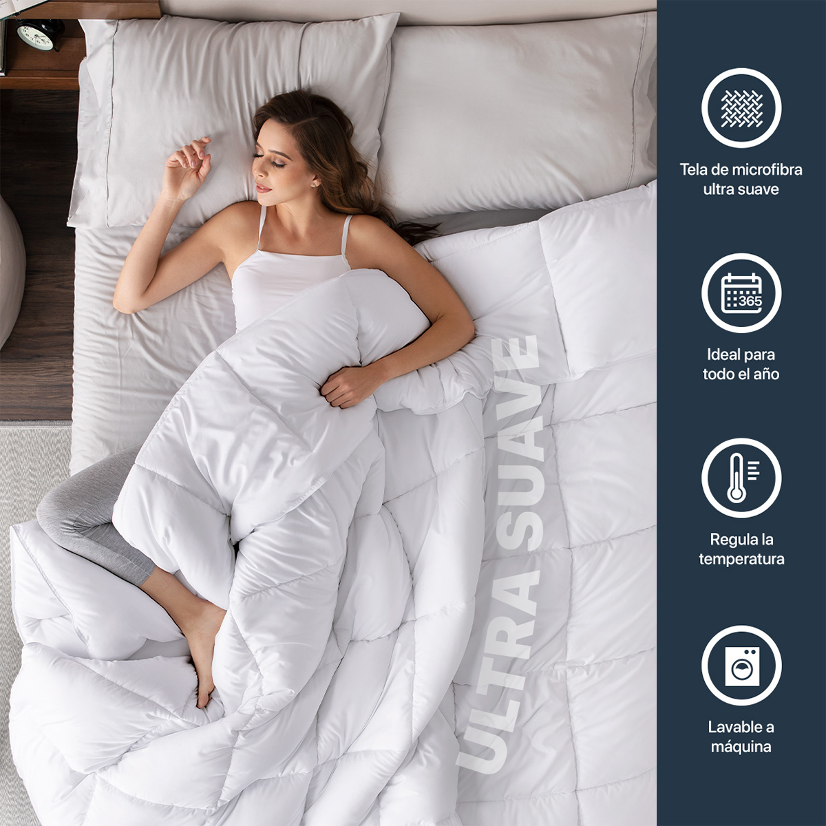 Edredón Acolchado Duvet Matrimonial Hipoalergénico Blanco ESQUIMAL.