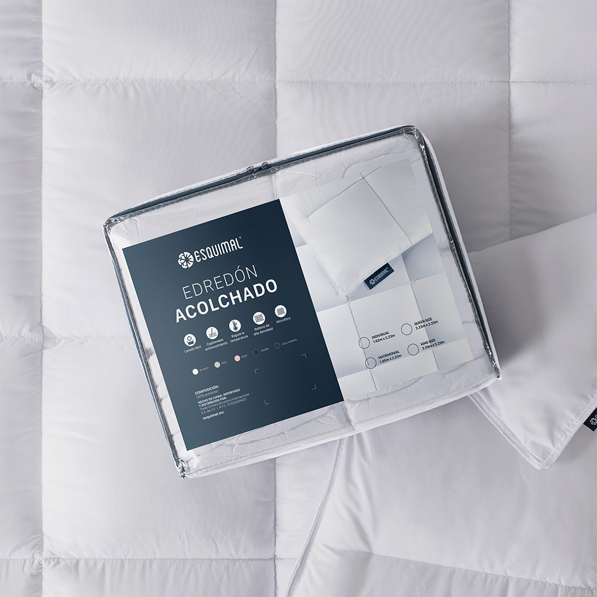 Edredón Acolchado Duvet Matrimonial Hipoalergénico Blanco ESQUIMAL.