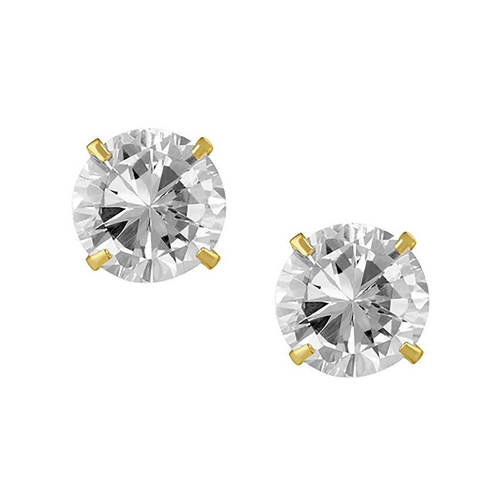 Par de broqueles de zirconia de Oro 10K de 6 mm ideal par mujer, niña, bebe, Nyxmart.