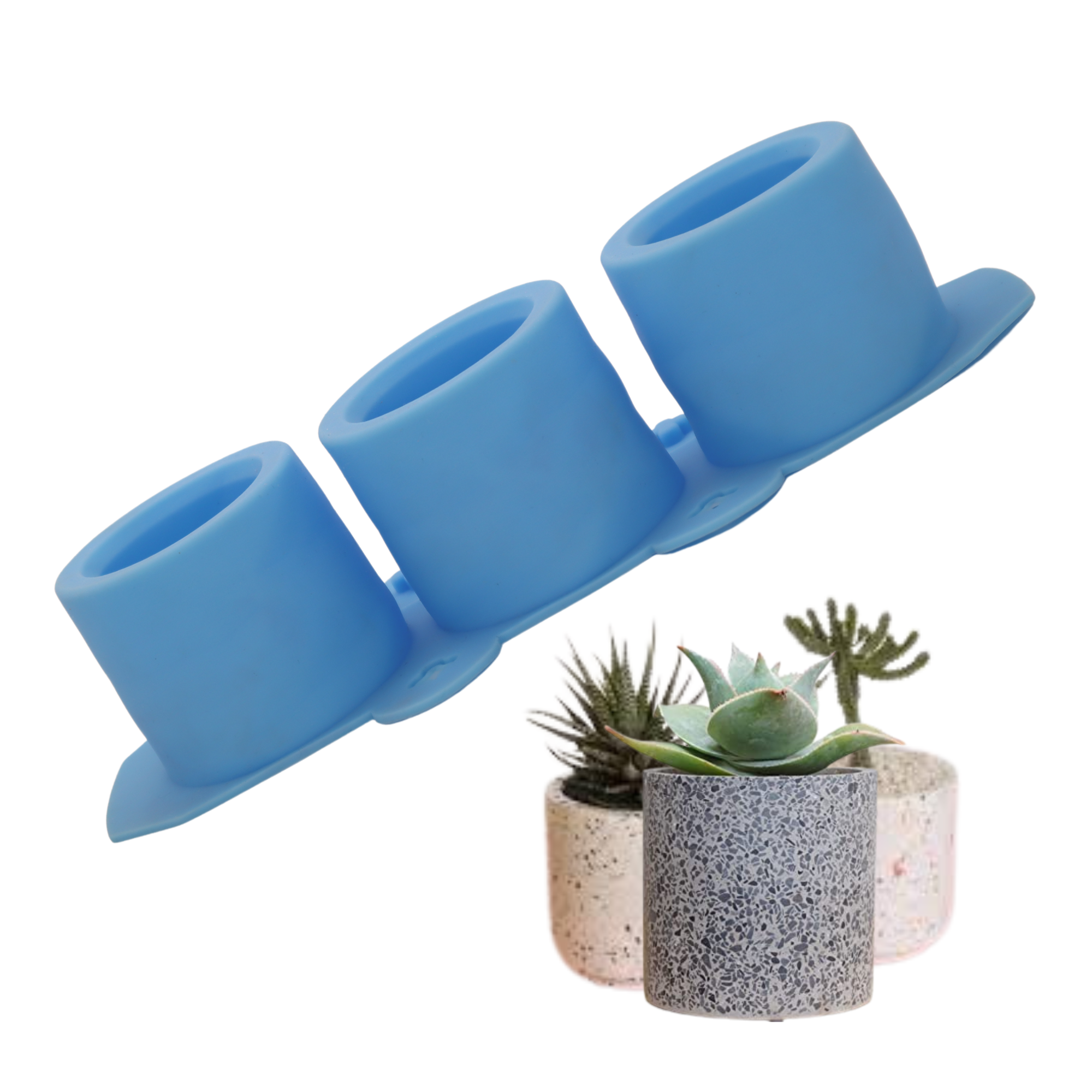 Moldes De Silicona Para Macetas Velas Ecomlab Y Manualidades Circular Azul.