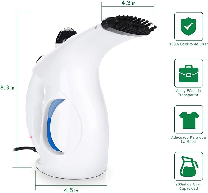 A Plancha de Vapor, Plancha Ropa Portatil, Plancha de Viaje Con Calefacción Rápida Vaporizador Con Tanque de Agua de 180 ml Ideal Para Vacaciones en el Hogar y Viajes de Negocios.