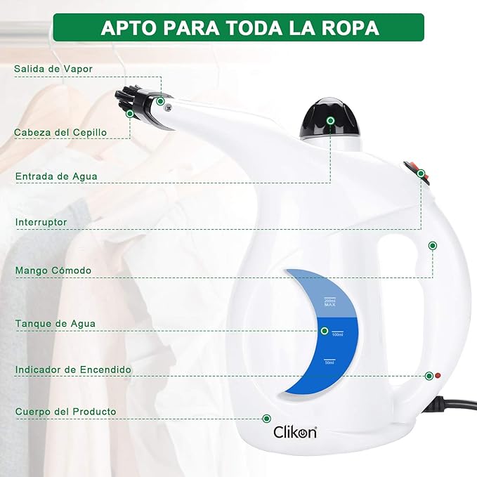 A Plancha de Vapor, Plancha Ropa Portatil, Plancha de Viaje Con Calefacción Rápida Vaporizador Con Tanque de Agua de 180 ml Ideal Para Vacaciones en el Hogar y Viajes de Negocios.