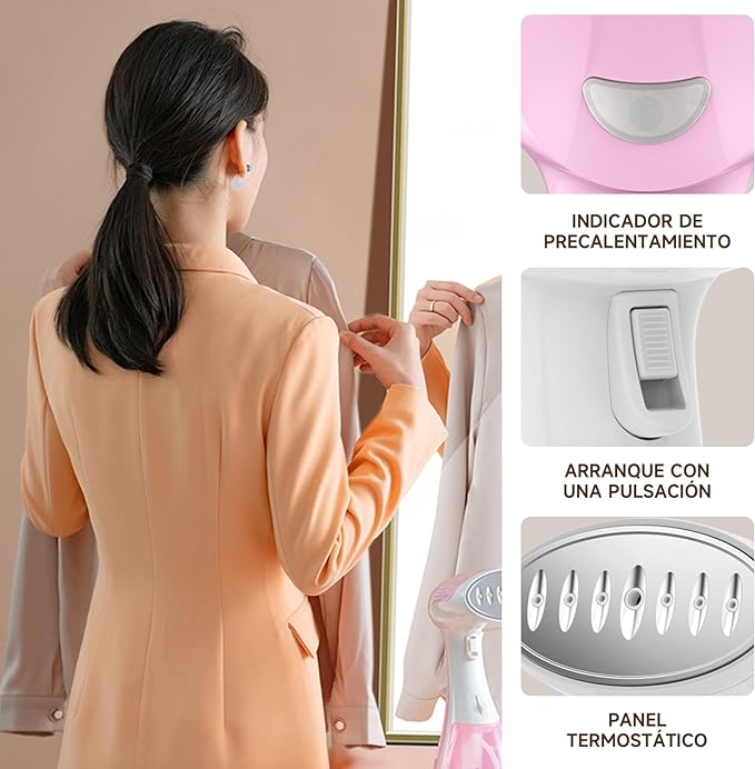 A POGEPE Plancha de Vapor para Ropa Vertical, Plancha de Vapor Portátil, Plancha de Vapor Vertical de Calentamiento Rápido con Depósito de Agua de 300ml, para Eliminación de Arrugas de Tela Rápida.