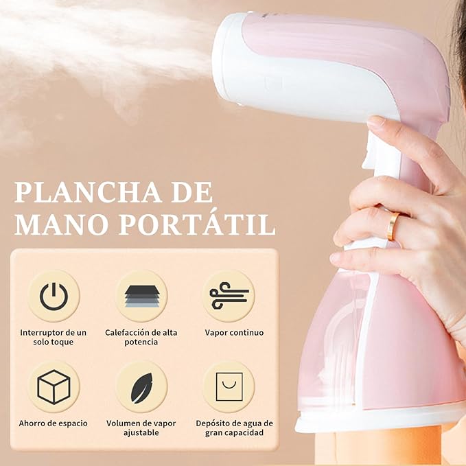 A POGEPE Plancha de Vapor para Ropa Vertical, Plancha de Vapor Portátil, Plancha de Vapor Vertical de Calentamiento Rápido con Depósito de Agua de 300ml, para Eliminación de Arrugas de Tela Rápida.