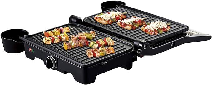 A T-fal Parrilla Panini y Asadora 2 en 1 inoxidable con placas antiadherentes, apertura de 180 grados, cocina carnes, verduras, pescados, o tuesta cualquier tipo de pan, 1850 W, SW332DMX.