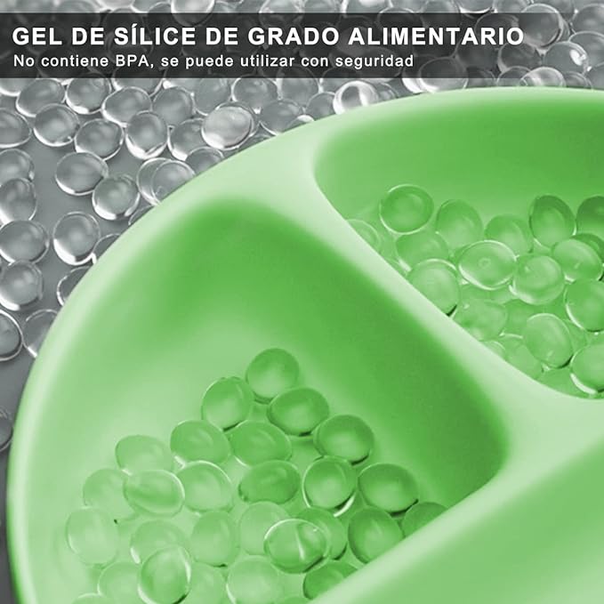 A Platos para Bebe, Plato Bebé de Silicona con Ventosa, Antideslizante, Fácil de Limpiar, Apto para Microondas, Sin BPA, Hay 2 Cucharas de Entrenamiento para Bebes. (Verde).