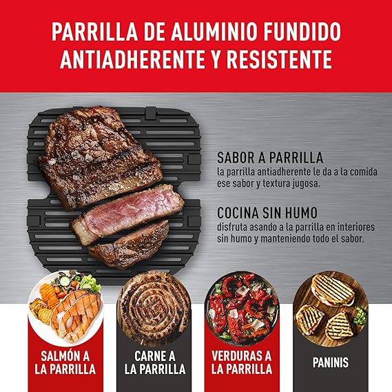 T-fal Freidora de Aire Digital Easy Fry & Grill, ¡La primera Freidora de Aire 2 en 1, con su función única de asar a la parrilla! Cuenta con 8 menús automáticos. Capacidad 4.2 L,EY505850.