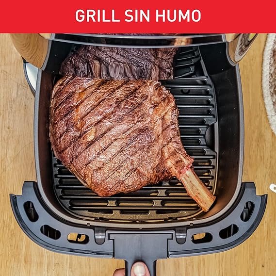 T-fal Freidora de Aire Digital Easy Fry & Grill, ¡La primera Freidora de Aire 2 en 1, con su función única de asar a la parrilla! Cuenta con 8 menús automáticos. Capacidad 4.2 L,EY505850.