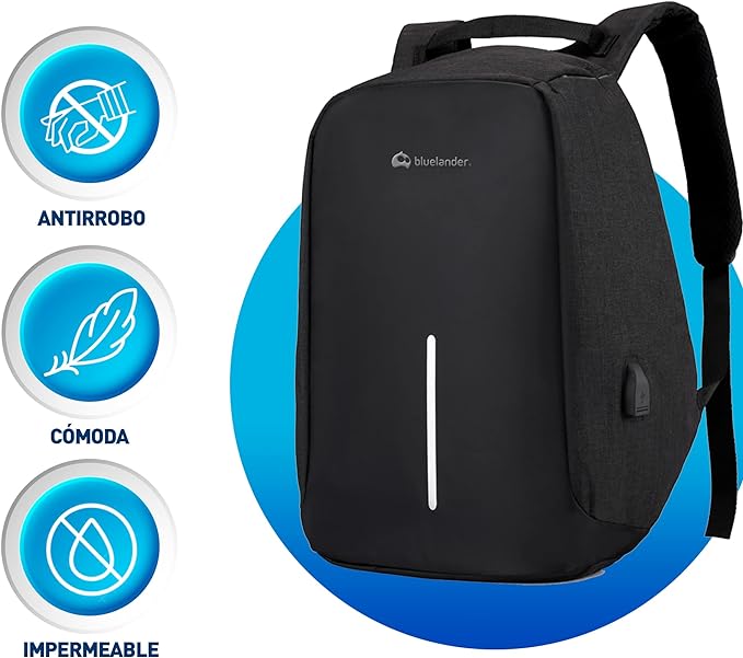A Bluelander Mochila Antirrobo para Laptop de Hasta 15.6 Pulgadas, Interior Expandible, Impermeable, 