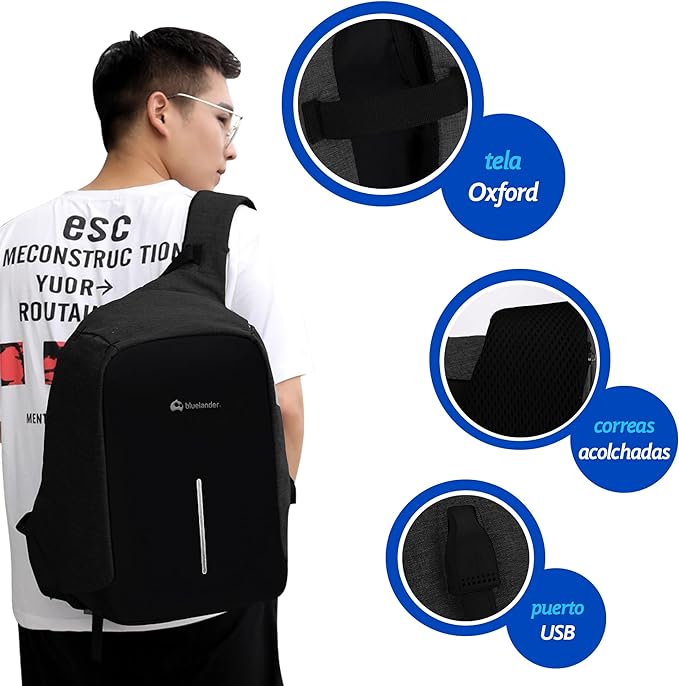 A Bluelander Mochila Antirrobo para Laptop de Hasta 15.6 Pulgadas, Interior Expandible, Impermeable, 