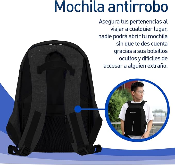 A Bluelander Mochila Antirrobo para Laptop de Hasta 15.6 Pulgadas, Interior Expandible, Impermeable, 