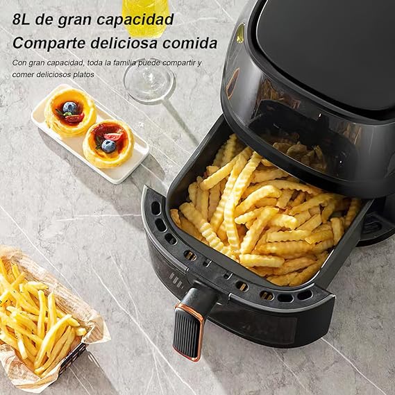 Freidora de aire, Sebami 8L Freidora Sin Aceite Freidora eléctrica inteligente Freidora de aire caliente Pantalla LED Táctil Ventana Transparente Freidora de Aire Caliente Sin BPA.