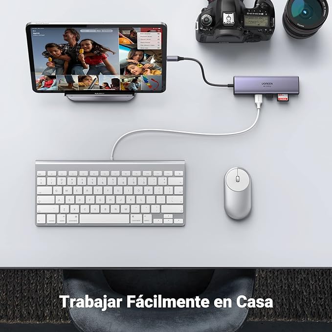 UGREEN Hub USB C, 7 en 1 Adaptador USB C a HDMI 4K 60Hz, Gigabit Ethernet, 100W PD Carga, Lector de Tarjetas SD TF, 2 USB 3.0 Compatible con MacBook Pro Air M1 M2 iPad iPhone 15 DELL Switch Steam Deck.