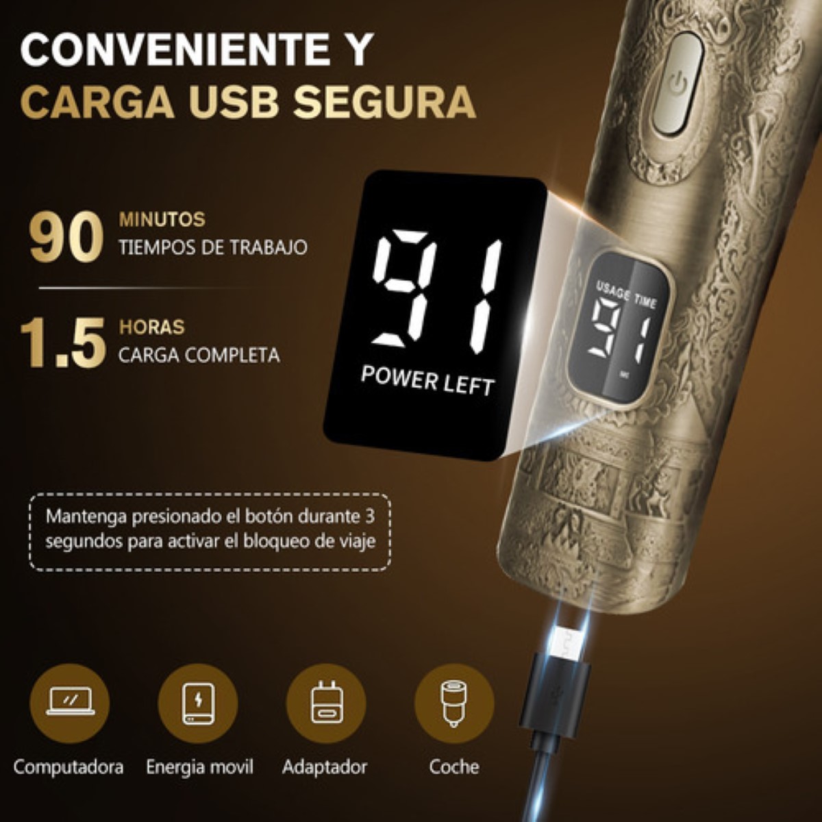 "All-in® Rasuradora Eléctrica Barba Afeitadora 11 En 1 Metal Dorada ".