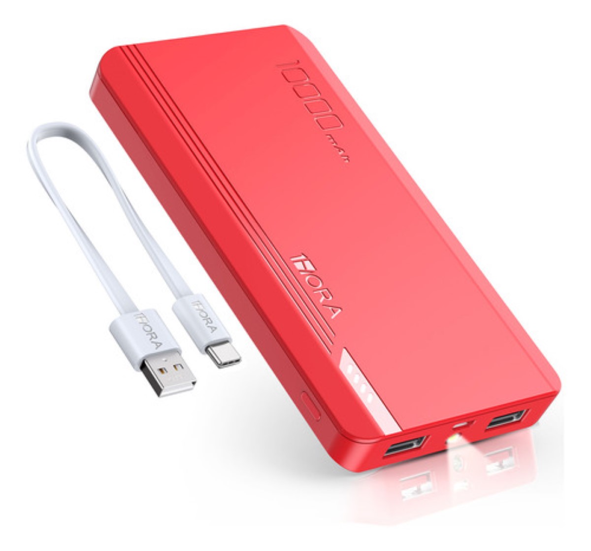 Power Bank Batería Portátil 10000mah 2.1a Carga Bateria Portatil Con 2 Puerto Roja