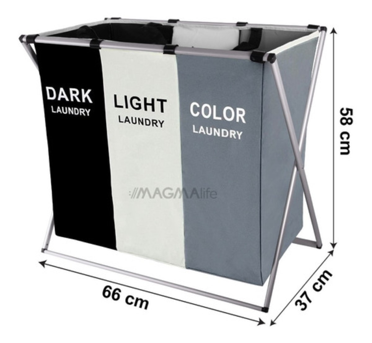 Cesto Ropa Sucia, Grande Con 3 Secciones Lavandería