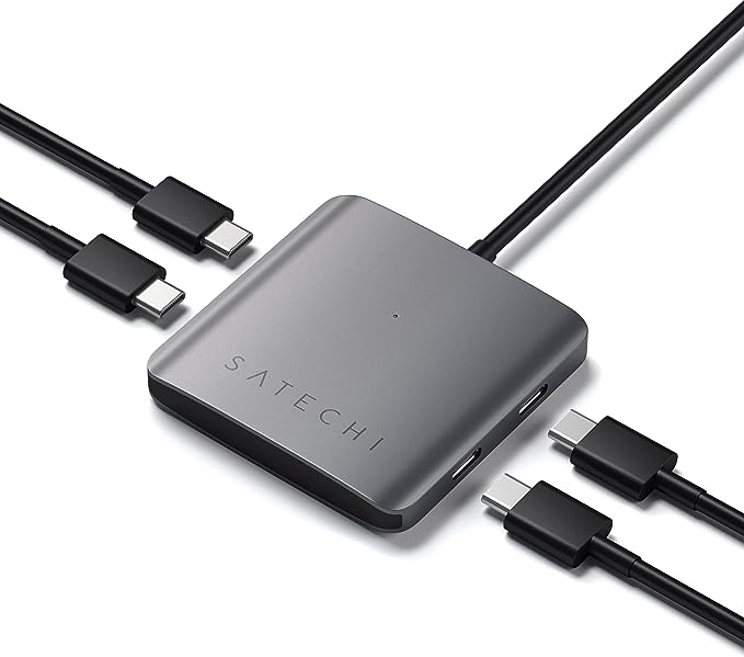 SATECHI Hub USB-C de 4 Puertos - Solo Transferencias de Datos (Sin Carga/Vídeo) - para M2, M1 MacBook Pro/Air, M2, M1 iPad Pro/Air, M2 Mac Mini, iMac.