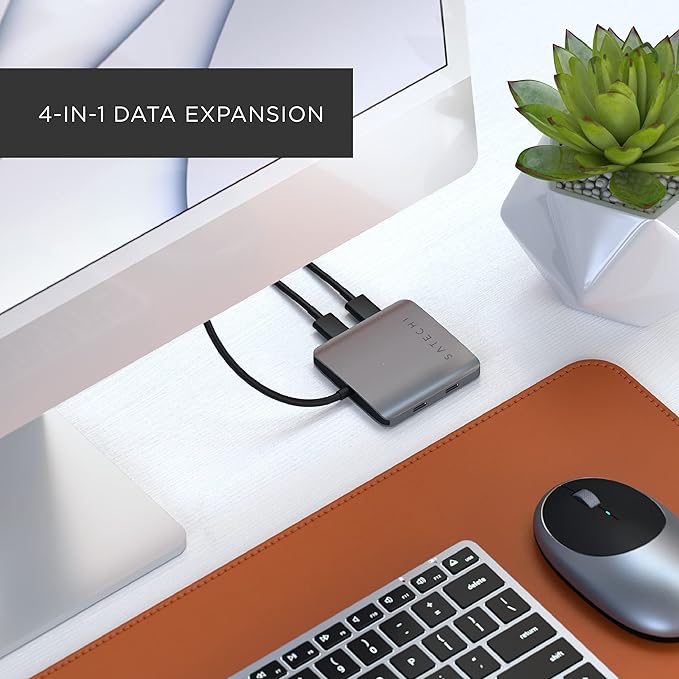 SATECHI Hub USB-C de 4 Puertos - Solo Transferencias de Datos (Sin Carga/Vídeo) - para M2, M1 MacBook Pro/Air, M2, M1 iPad Pro/Air, M2 Mac Mini, iMac.