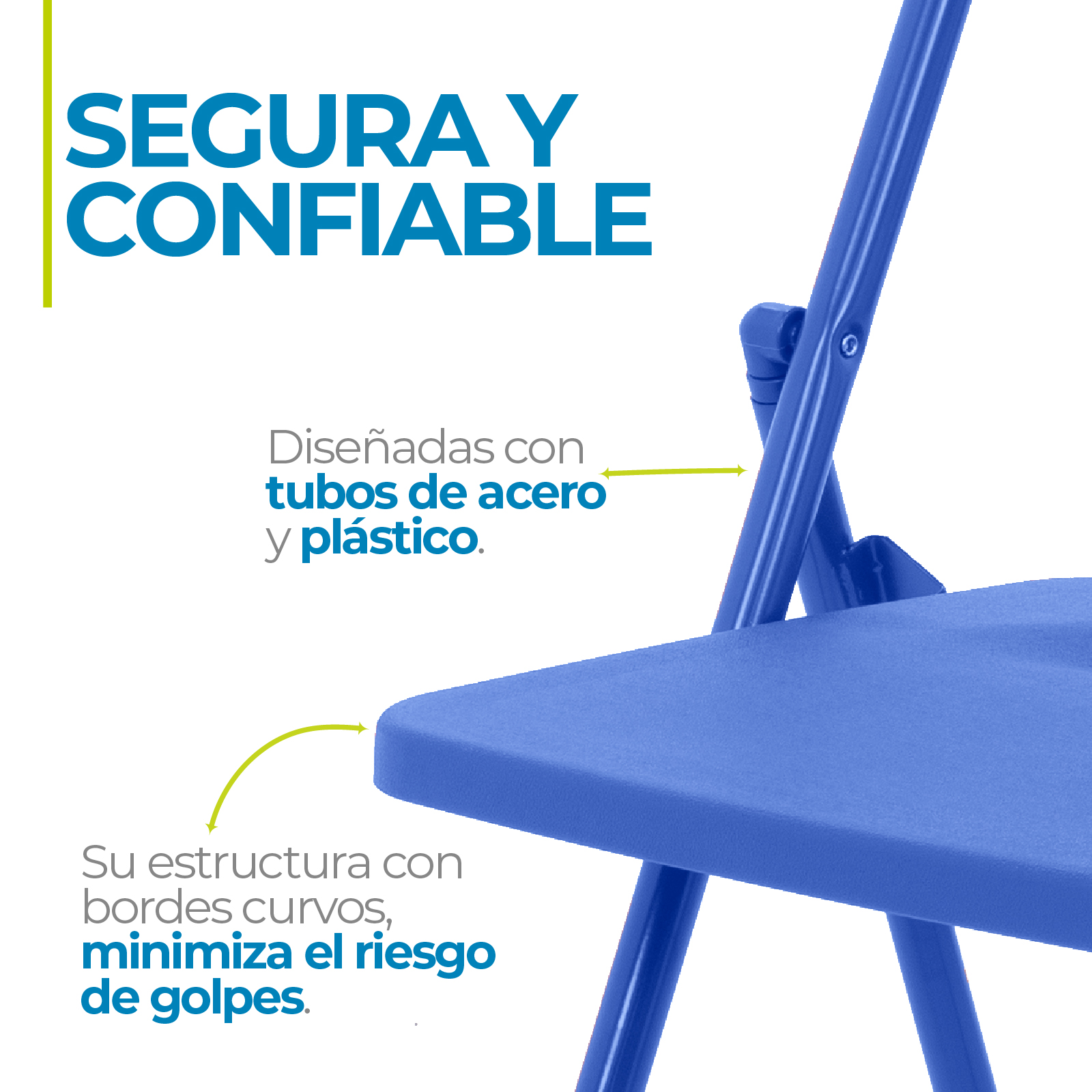 Onof Viviana Silla Plegable Acero Tubular Calibre18 C/Patas Antiderrapante Multifuncional (Azul)….