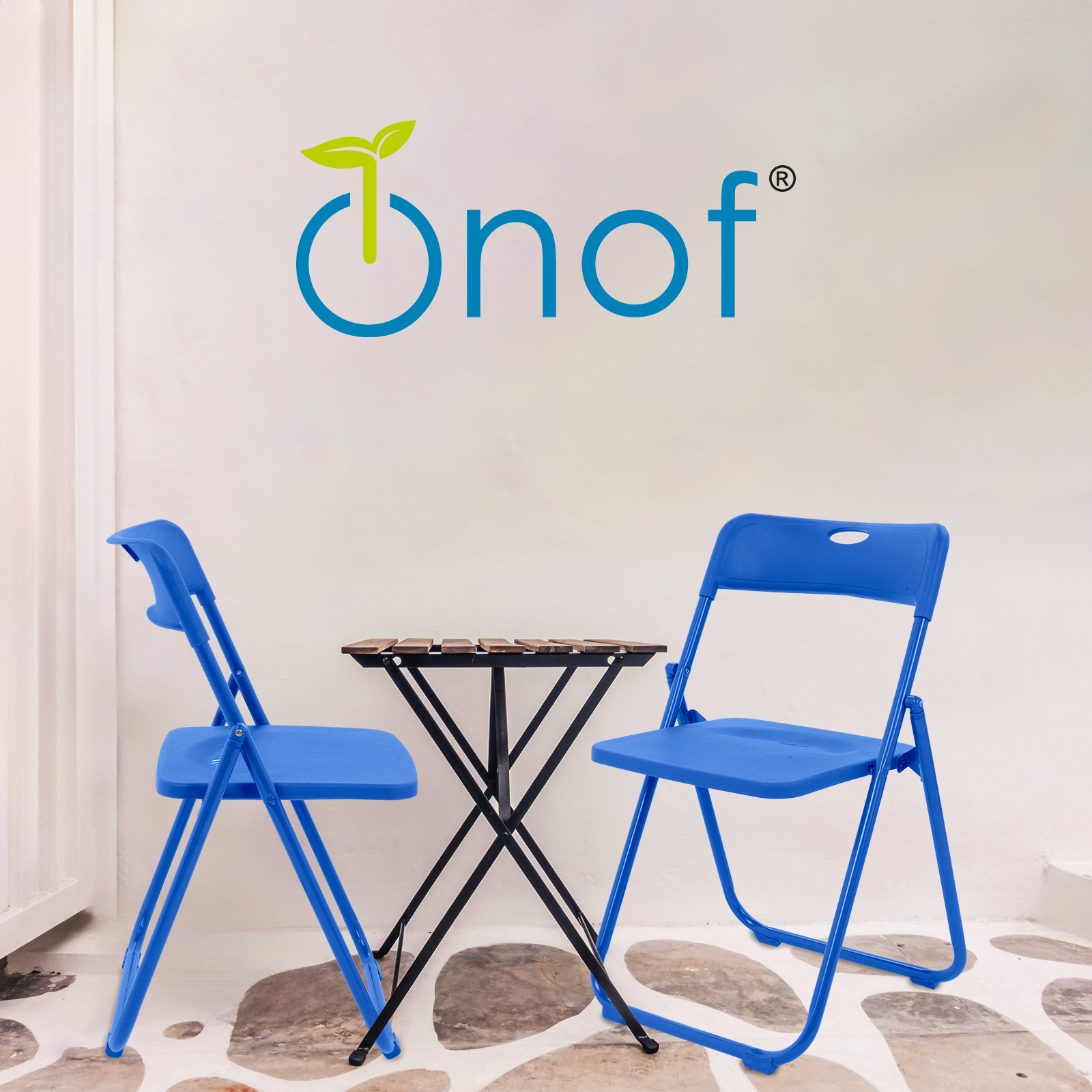 Onof Viviana Silla Plegable Acero Tubular Calibre18 C/Patas Antiderrapante Multifuncional (Azul)….