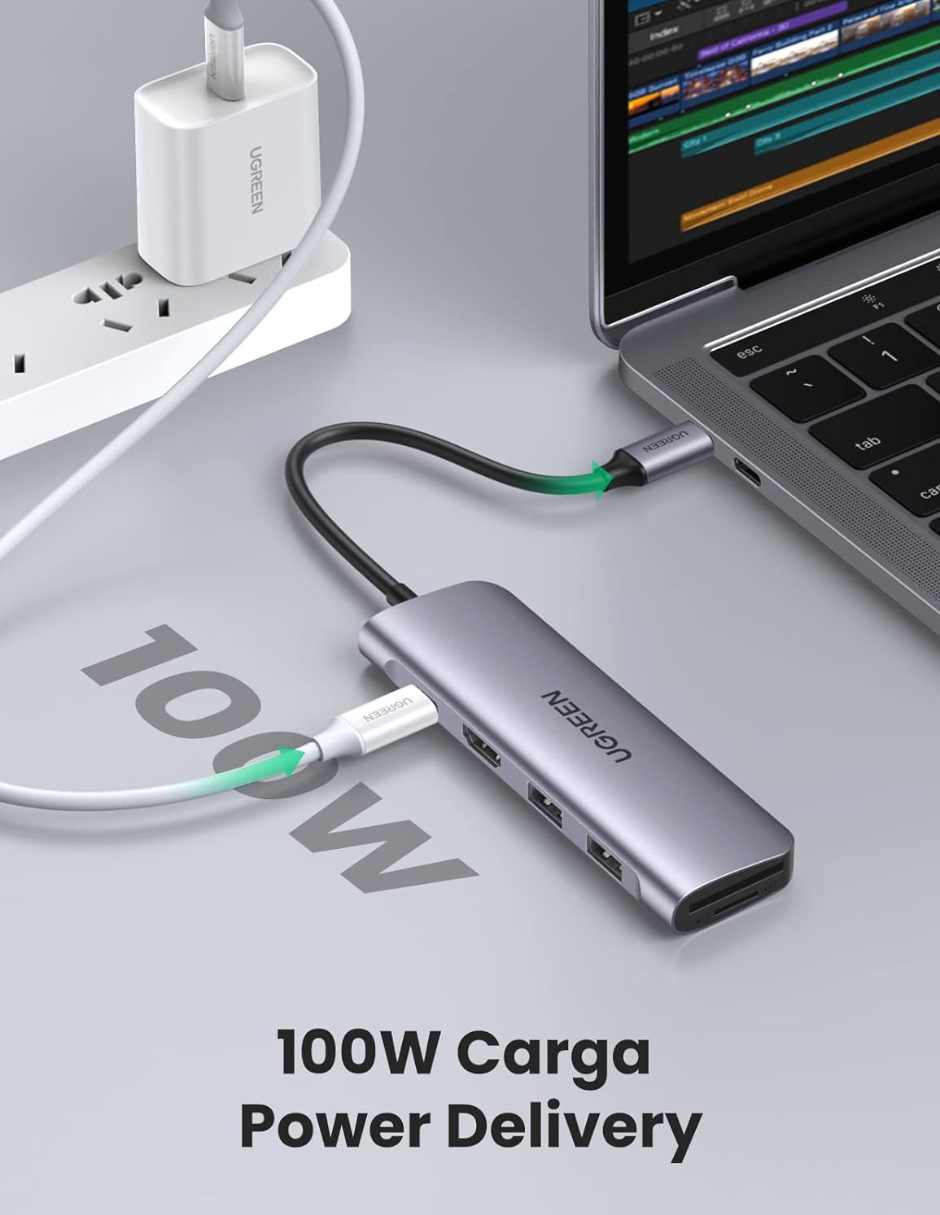 UGREEN Hub USB C 6 en 1 100W.
