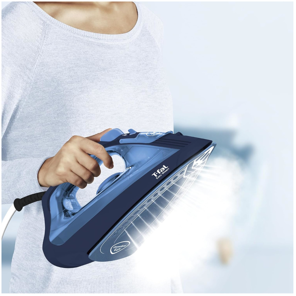 Plancha Vapor T-FAL Easy Steam FV1950X0 suela carámica 1200W depósito 120ml.