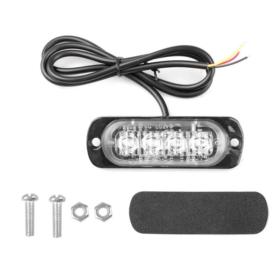 Luz estroboscópica azul advertencia coche camión moto barra de luz intermitente 12V 4 Led faro foco