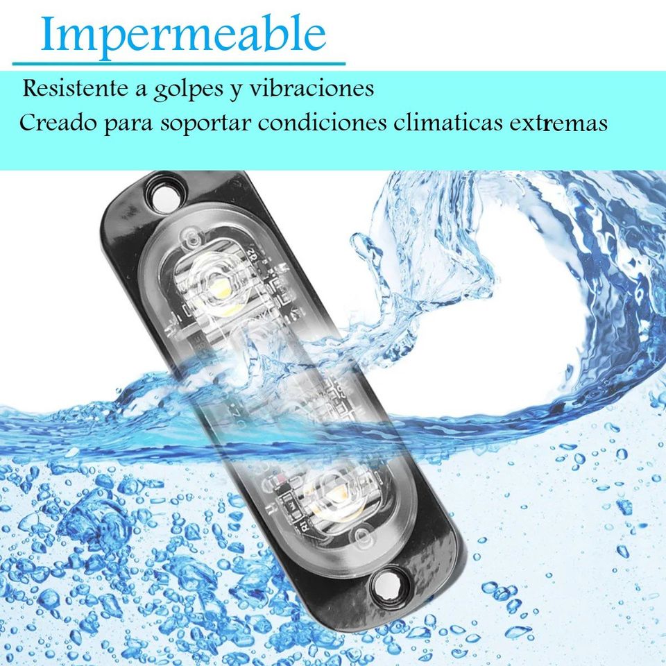 Luz estroboscópica azul advertencia coche camión moto barra de luz intermitente 12V 4 Led faro foco
