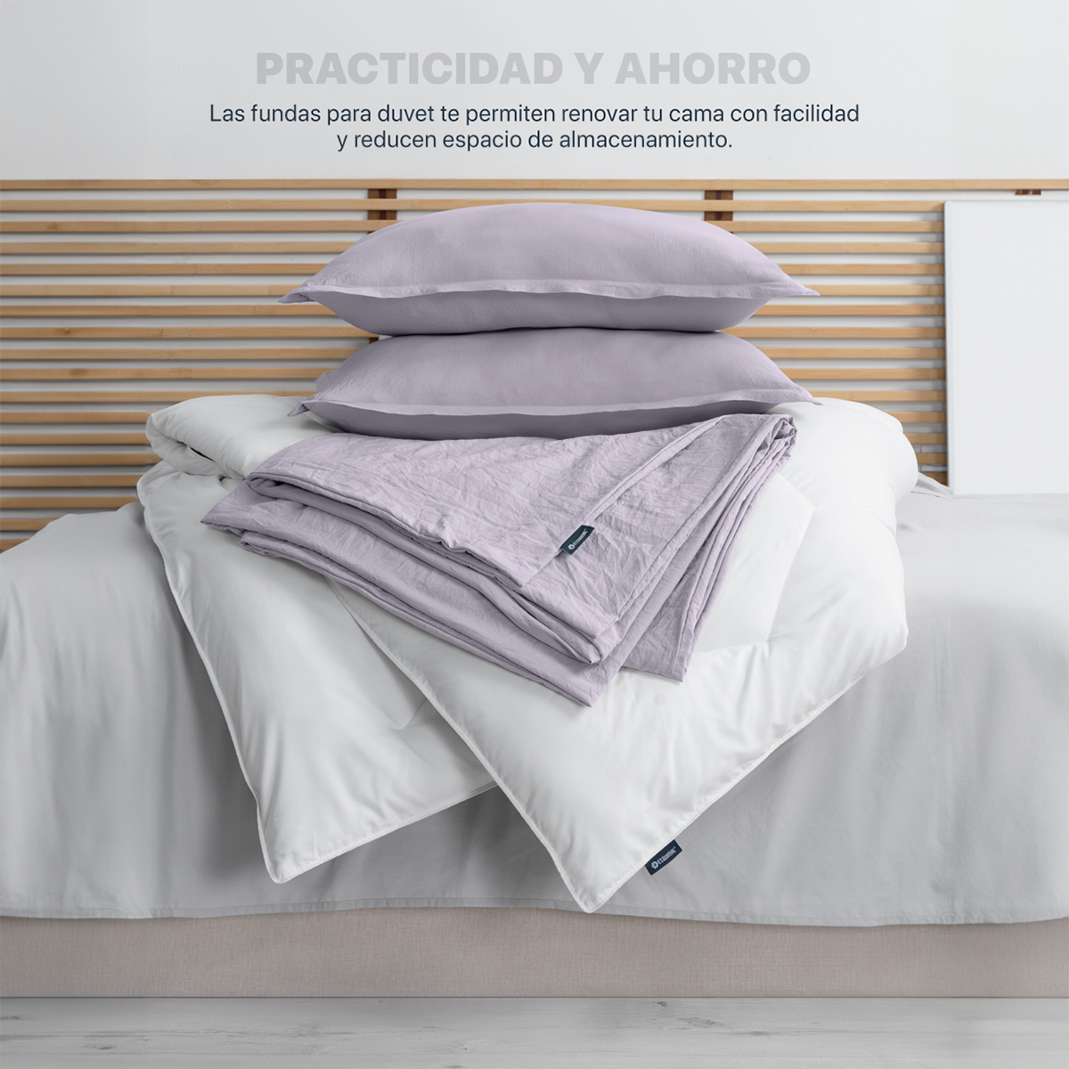 Funda para Duvet Microfibra Acabado Prelavado Sin Relleno más Fundas de Almohada King Size Lila Esquimal.