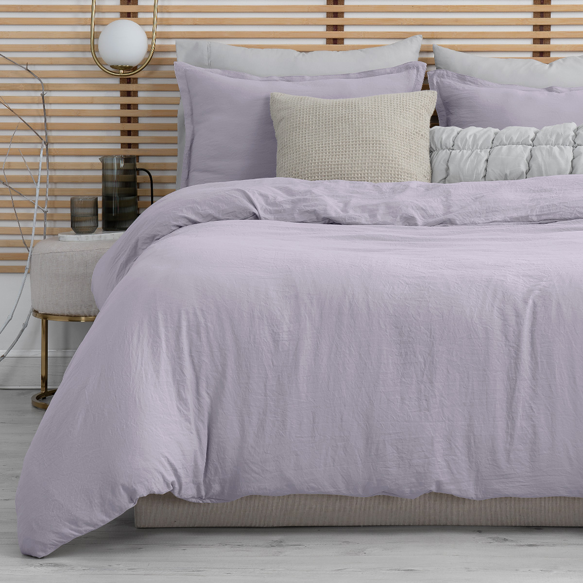 Funda para Duvet Microfibra Acabado Prelavado Sin Relleno más Fundas de Almohada King Size Lila Esquimal.