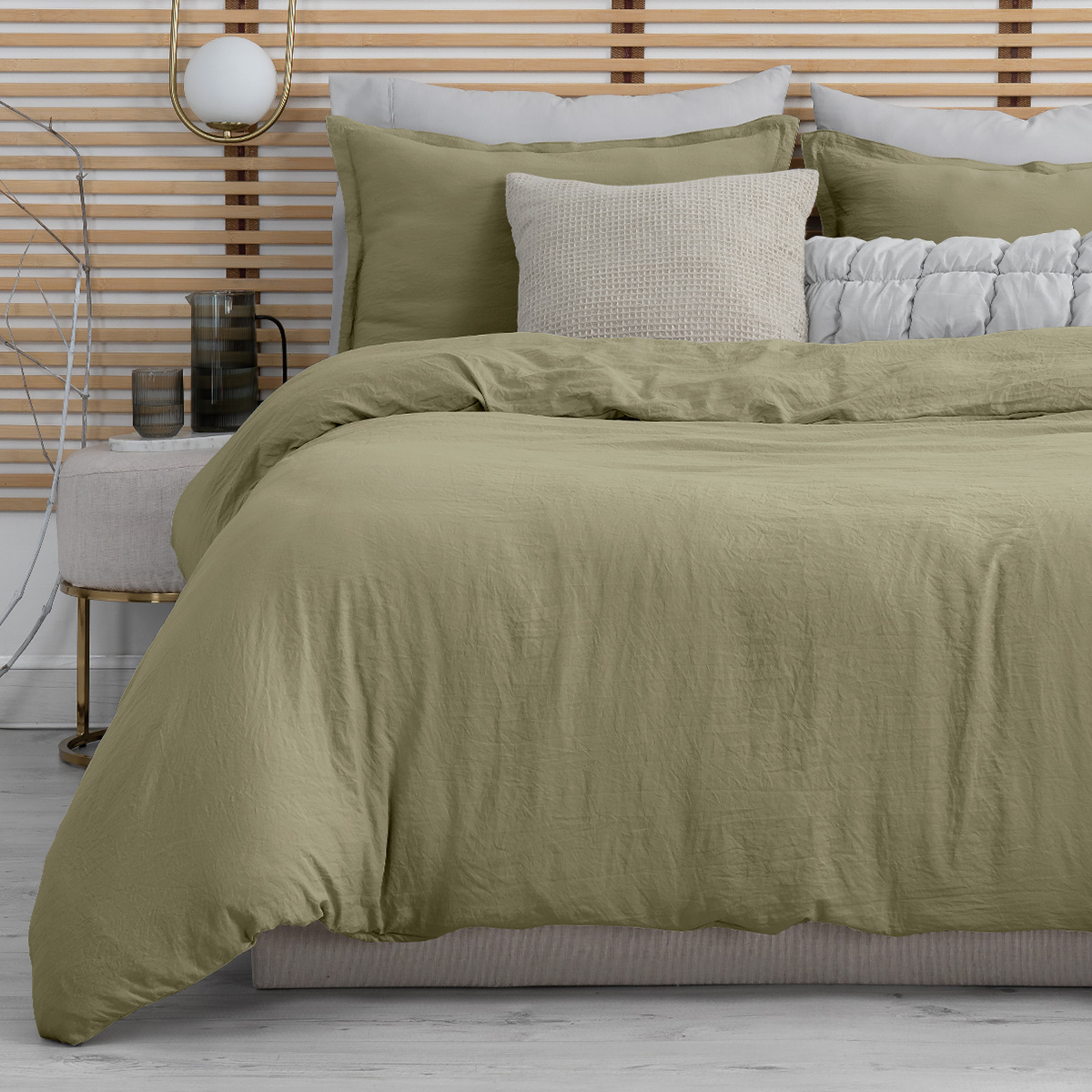 Funda para Duvet Microfibra Acabado Prelavado Sin Relleno más Fundas de Almohada Individual Verde Esquimal.