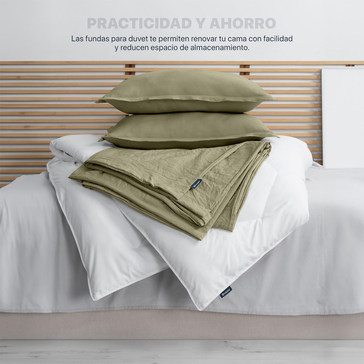 Funda para Duvet Microfibra Acabado Prelavado Sin Relleno más Fundas de Almohada Individual Verde Esquimal.