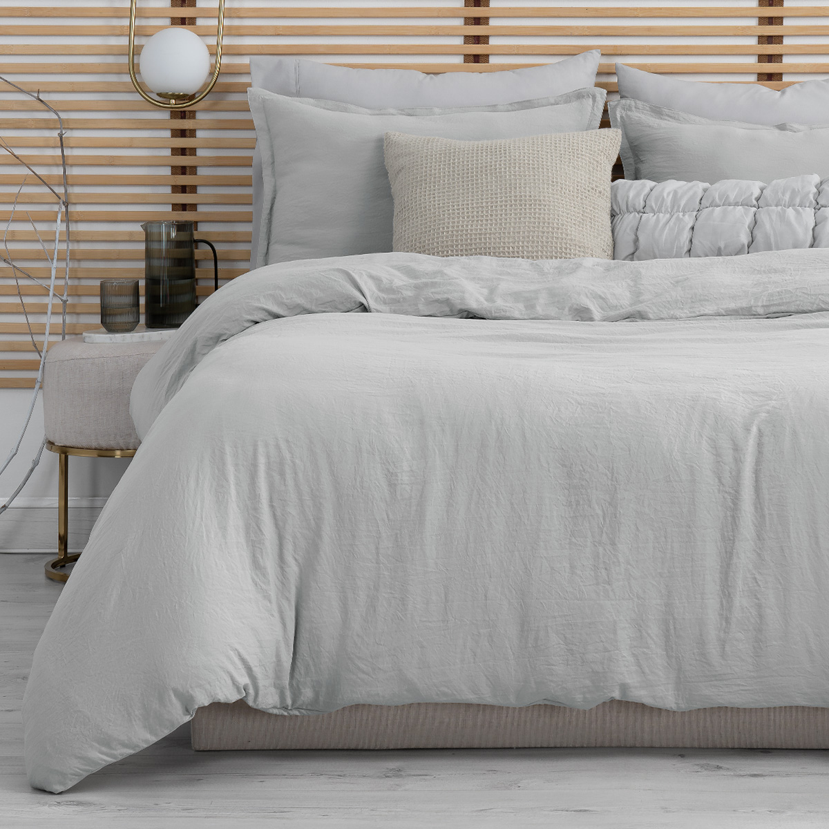 Funda para Duvet Microfibra Acabado Prelavado Sin Relleno más Fundas de Almohada Individual Gris Claro Esquimal.