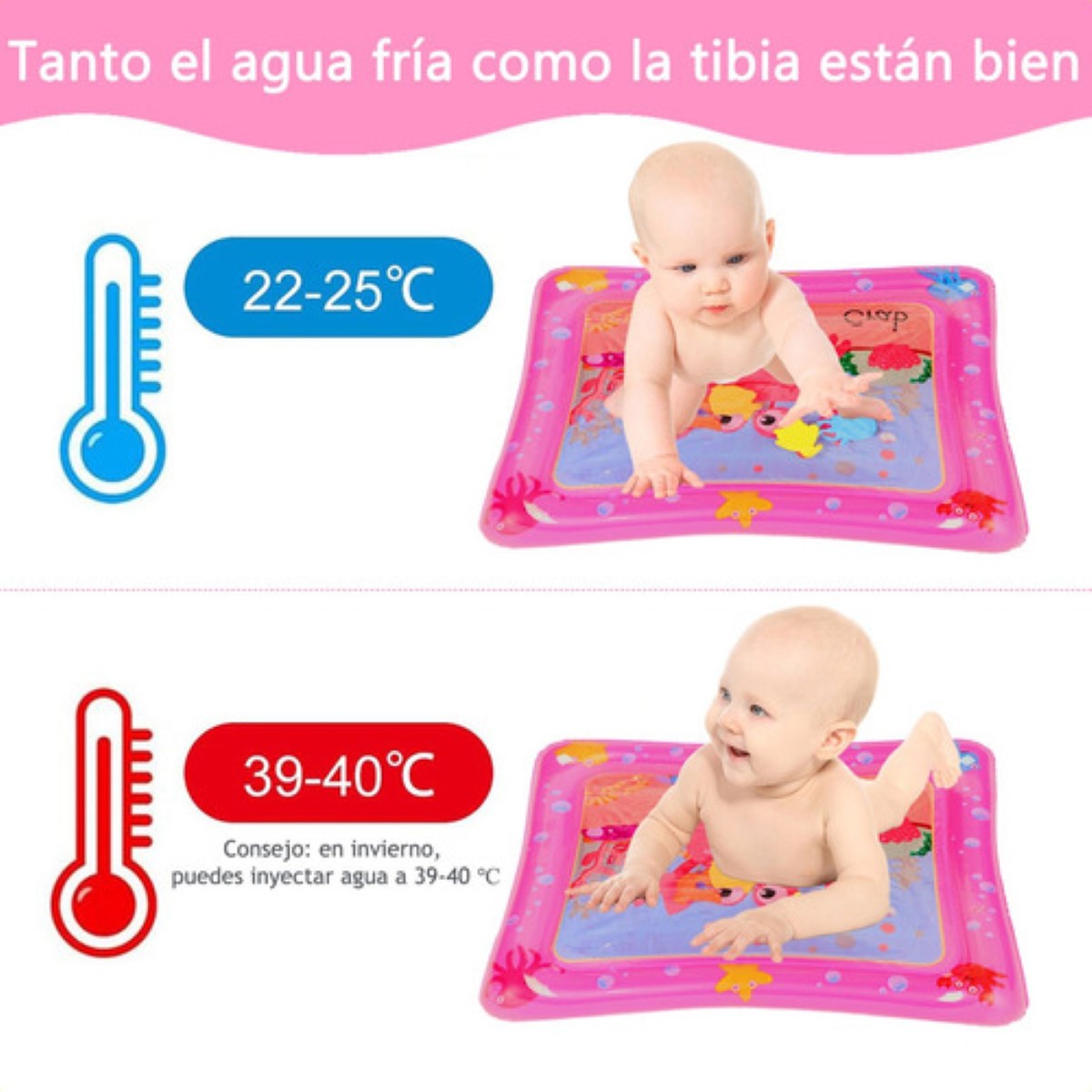 "Cojín Agua Inflable Bebé Estimulació Temprana Alfombra Diseo Rosa ".