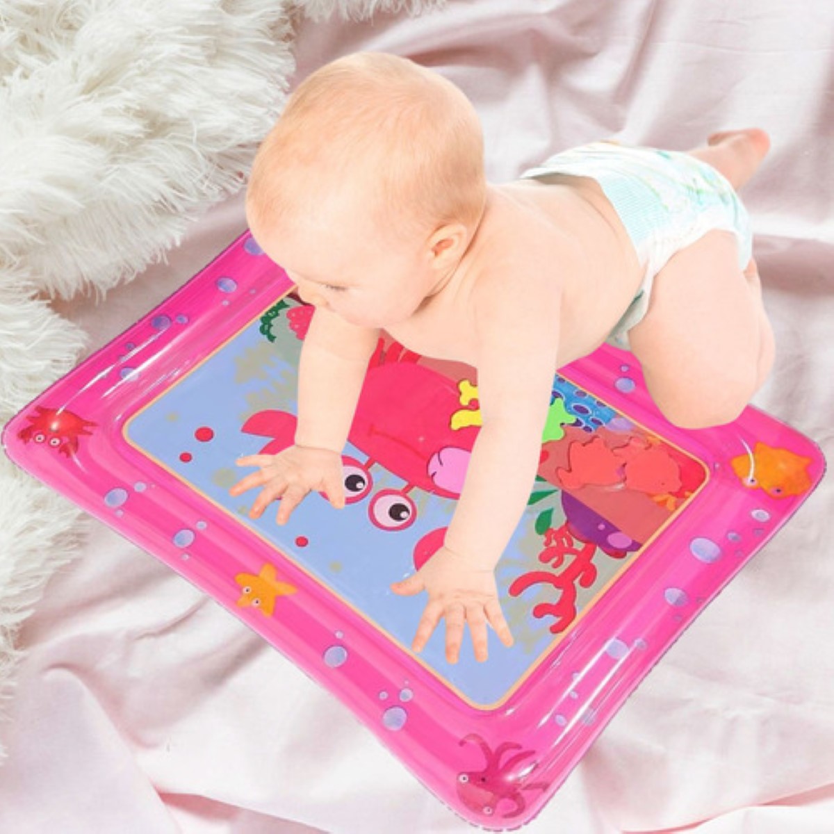 "Cojín Agua Inflable Bebé Estimulació Temprana Alfombra Diseo Rosa ".