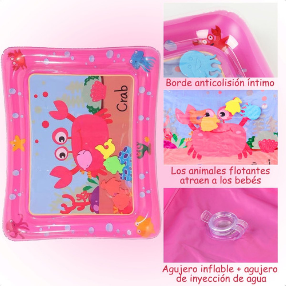 "Cojín Agua Inflable Bebé Estimulació Temprana Alfombra Diseo Rosa ".