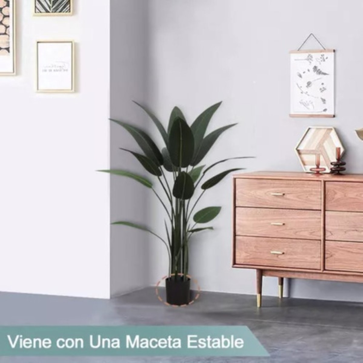 "Planta Artificial Ave De Paraíso Con Maceta Decoracion 110cm "