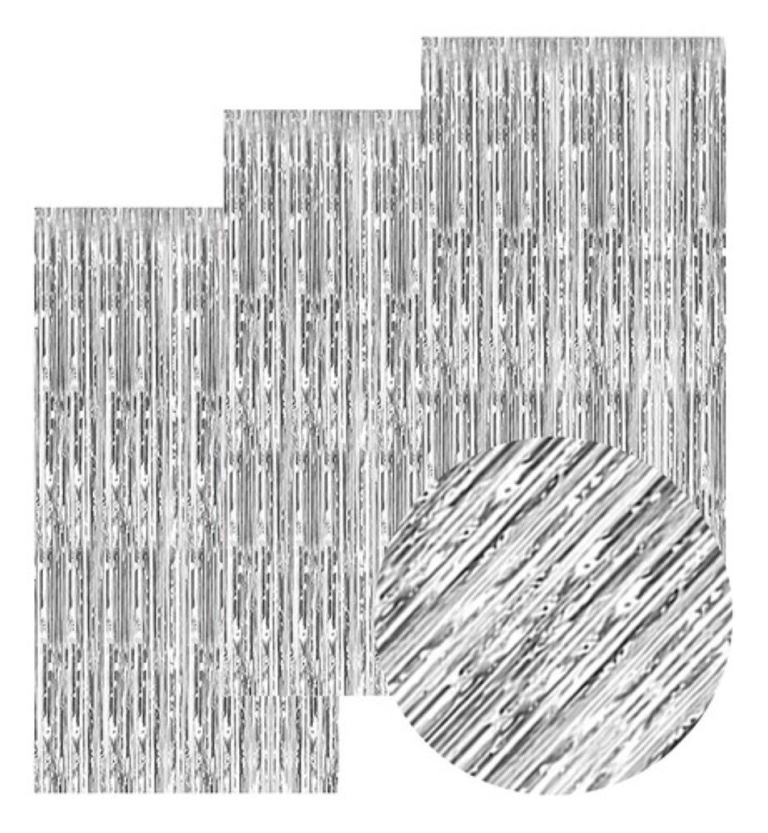 "12 Cortinas De Lluvia Tiras Cortinas Decorativas Metalicas Plata "