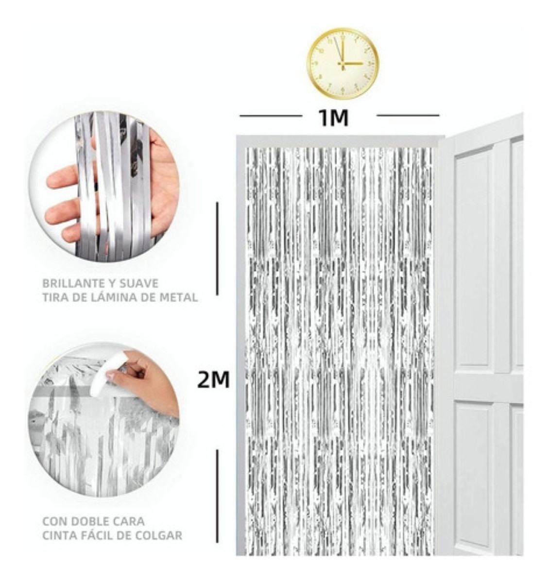 "12 Cortinas De Lluvia Tiras Cortinas Decorativas Metalicas Plata "