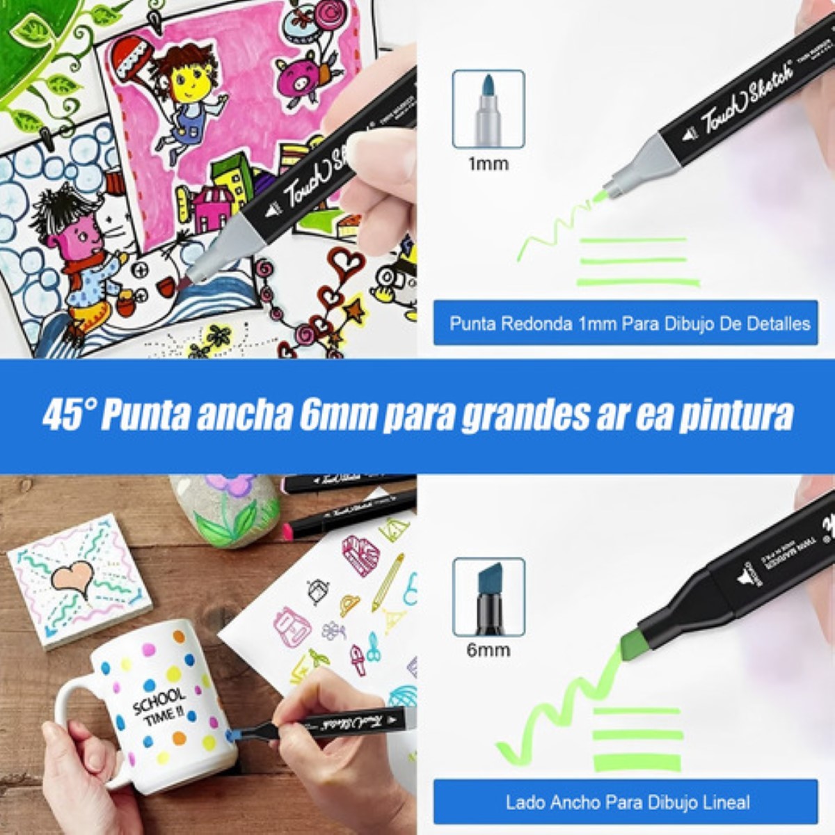 "Marcadores Doble Punta Plumones Punta Pincel 36 Colores "