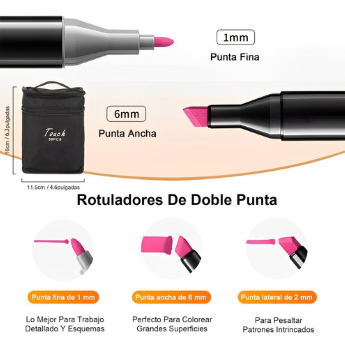 "Marcadores Doble Punta Plumones Punta Pincel 36 Colores "