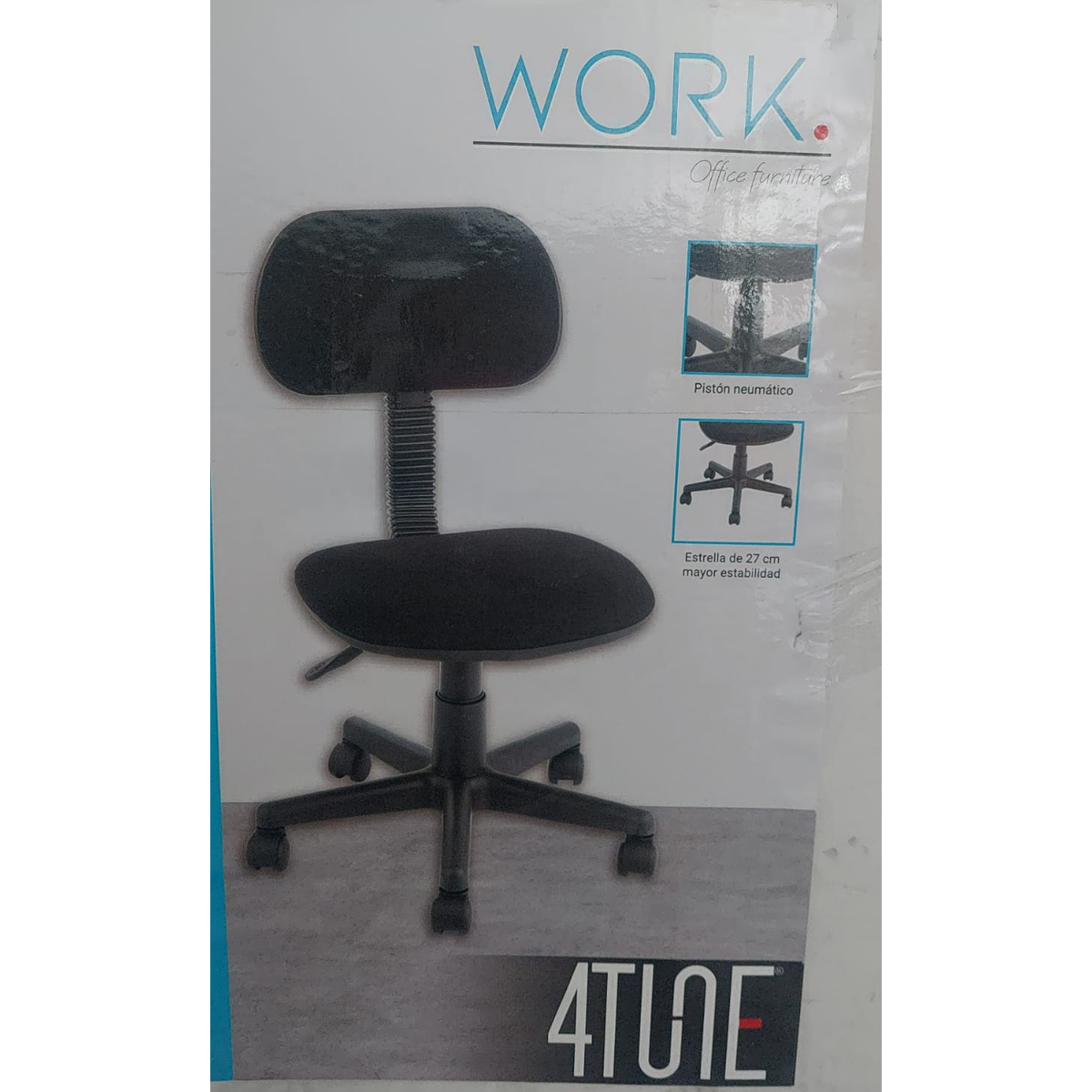 silla secretarial carolina Oficina palanca ajuste piston Color Negro asiento acolchonado tela.