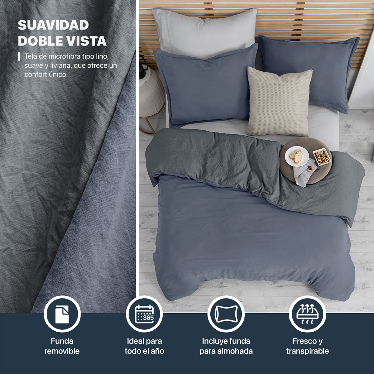 Funda para Duvet Microfibra Prelavado Sin Relleno más Fundas de