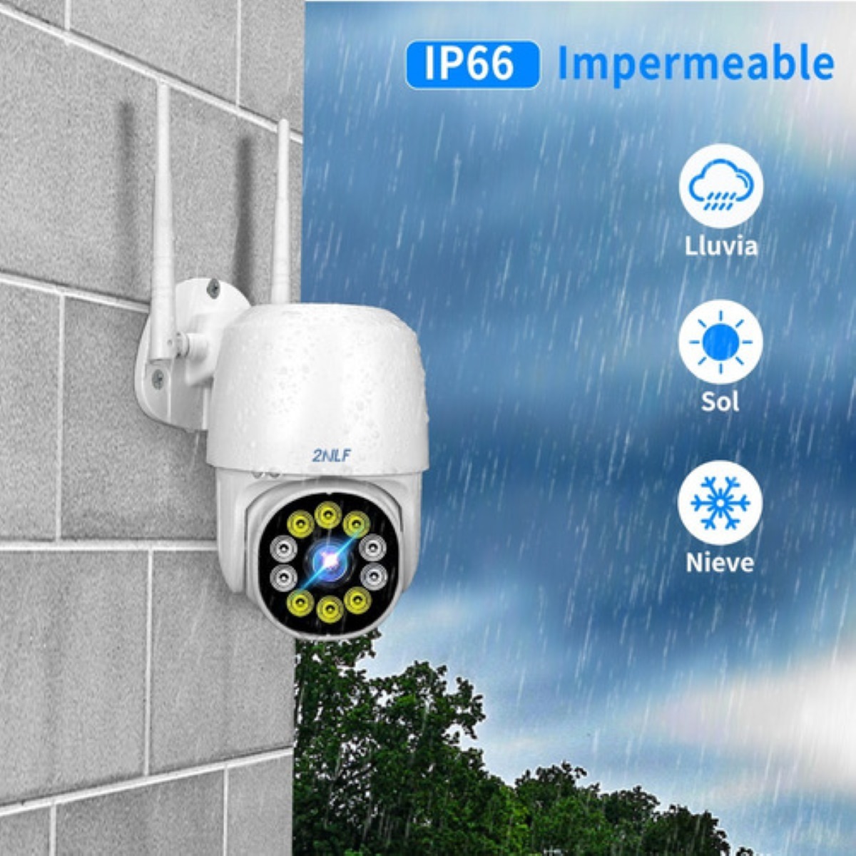 2nlf® Cámara De Seguridad Wifi Hd 3mp Con Alarmaa Ip Blanco